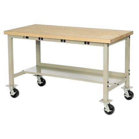 GLOBAL INDUSTRIAL Mobile Workbench, 72 x 36in, w/Outlets, Maple Butcher Block Square Edge, Tan 253977BTN